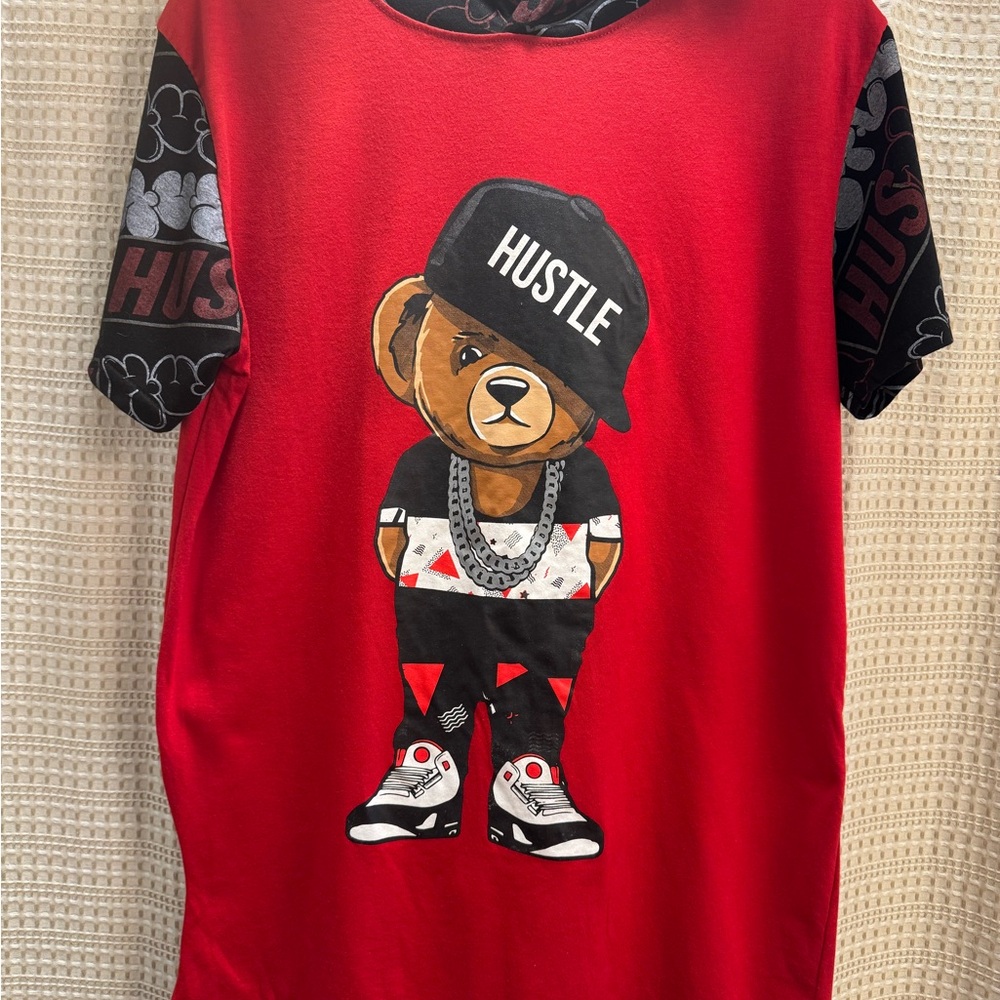 Hustle Bear Graphic Short Sleeve Tee - Red - Picture 5 of 7